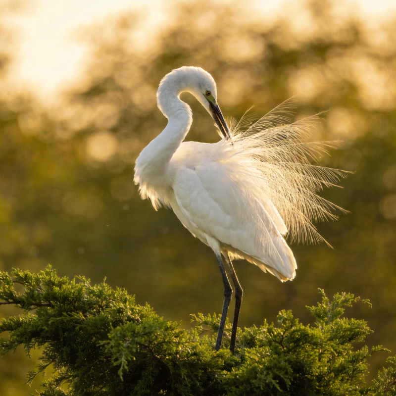 白鹭栖枝 羽翼轻扬图片