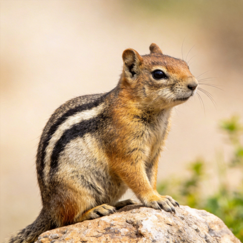 松鼠静坐岩石上图片