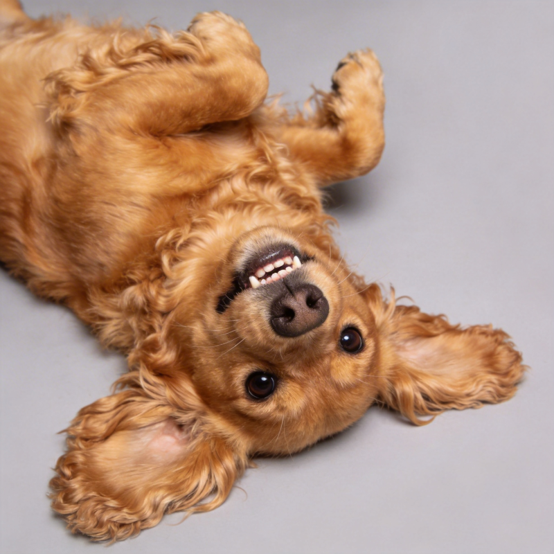 狗狗仰卧微笑图片