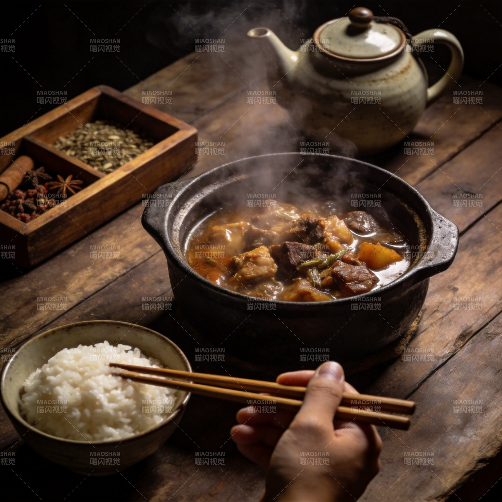 热气腾腾的炖菜图片