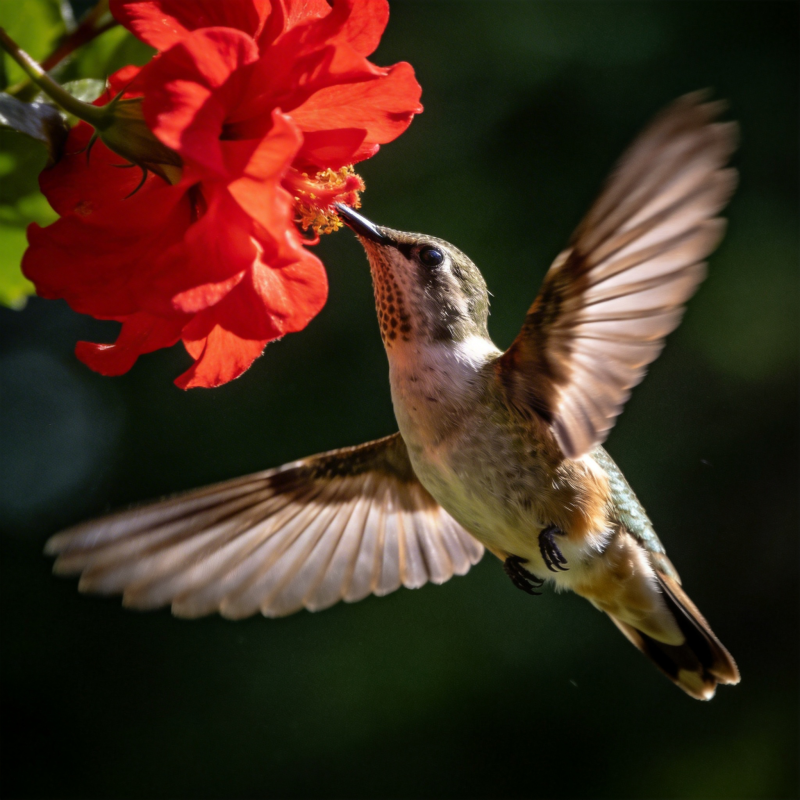 蜂鸟采蜜瞬间图片