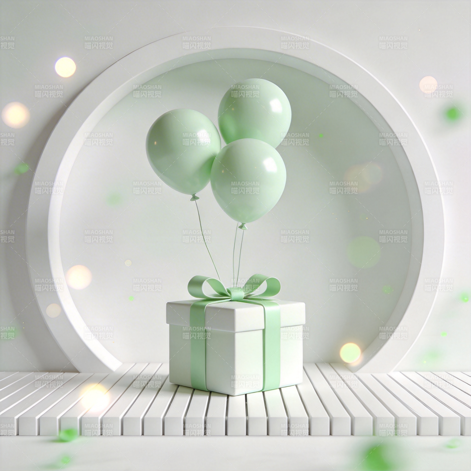 绿气球礼盒图片