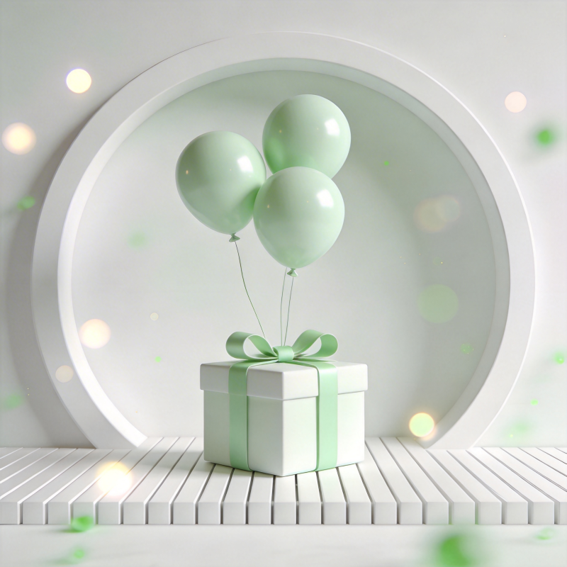 绿气球礼盒图片