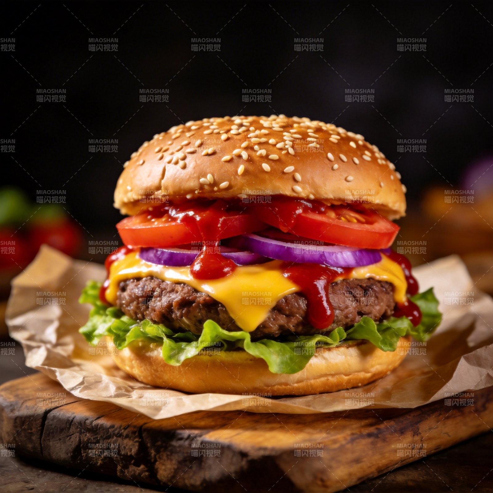 美味芝士汉堡图片