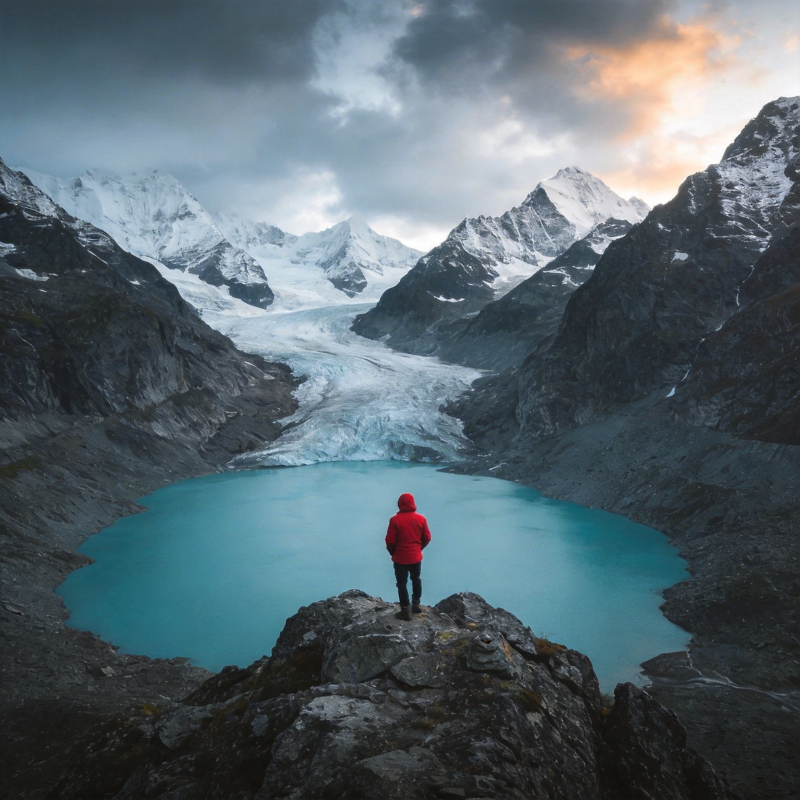 雪山之巅 静观湖光图片
