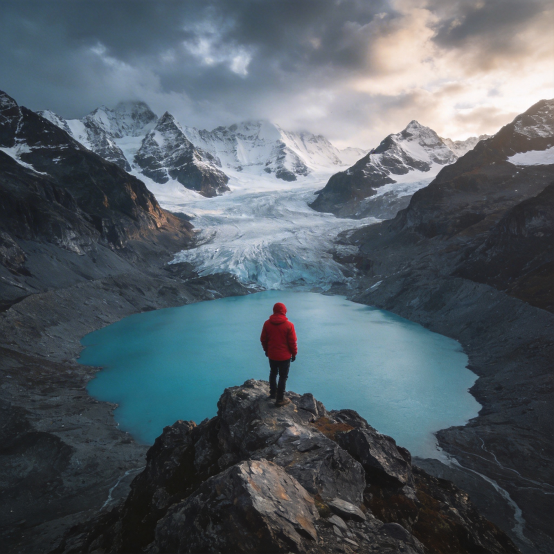 雪山之巅 湖光映心图片