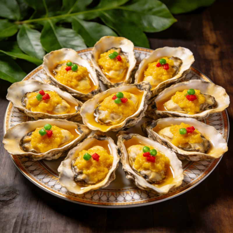 鲜蚝配金黄酱料图片