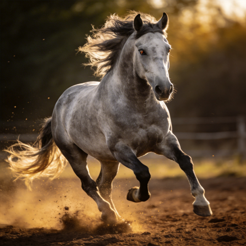 奔腾的灰马图片