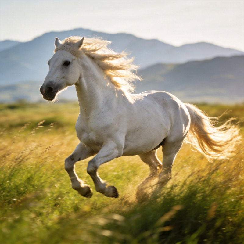 白马奔腾草原图片