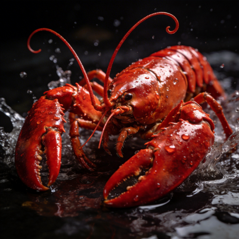 鲜红龙虾跃水间图片