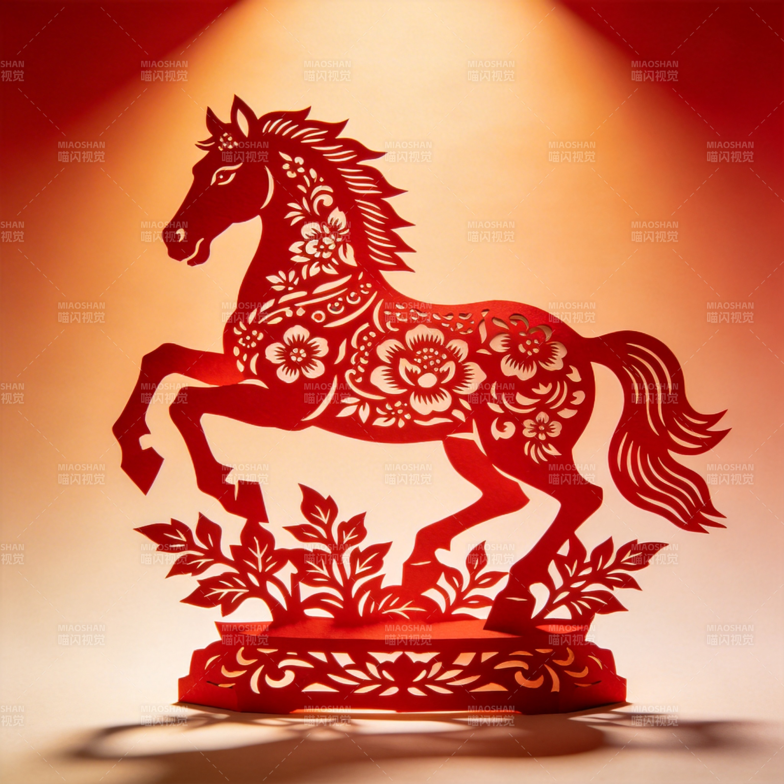 剪纸骏马迎春图片