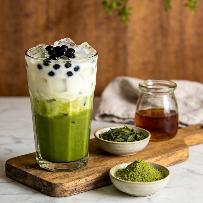 抹茶珍珠冰饮图片