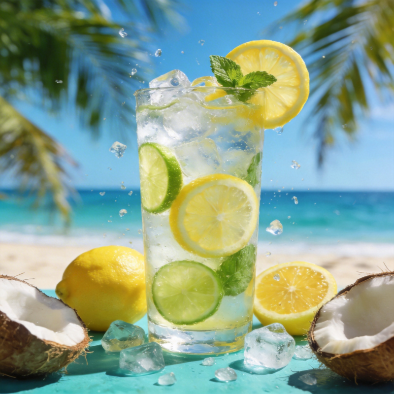 椰风柠檬冰饮图片