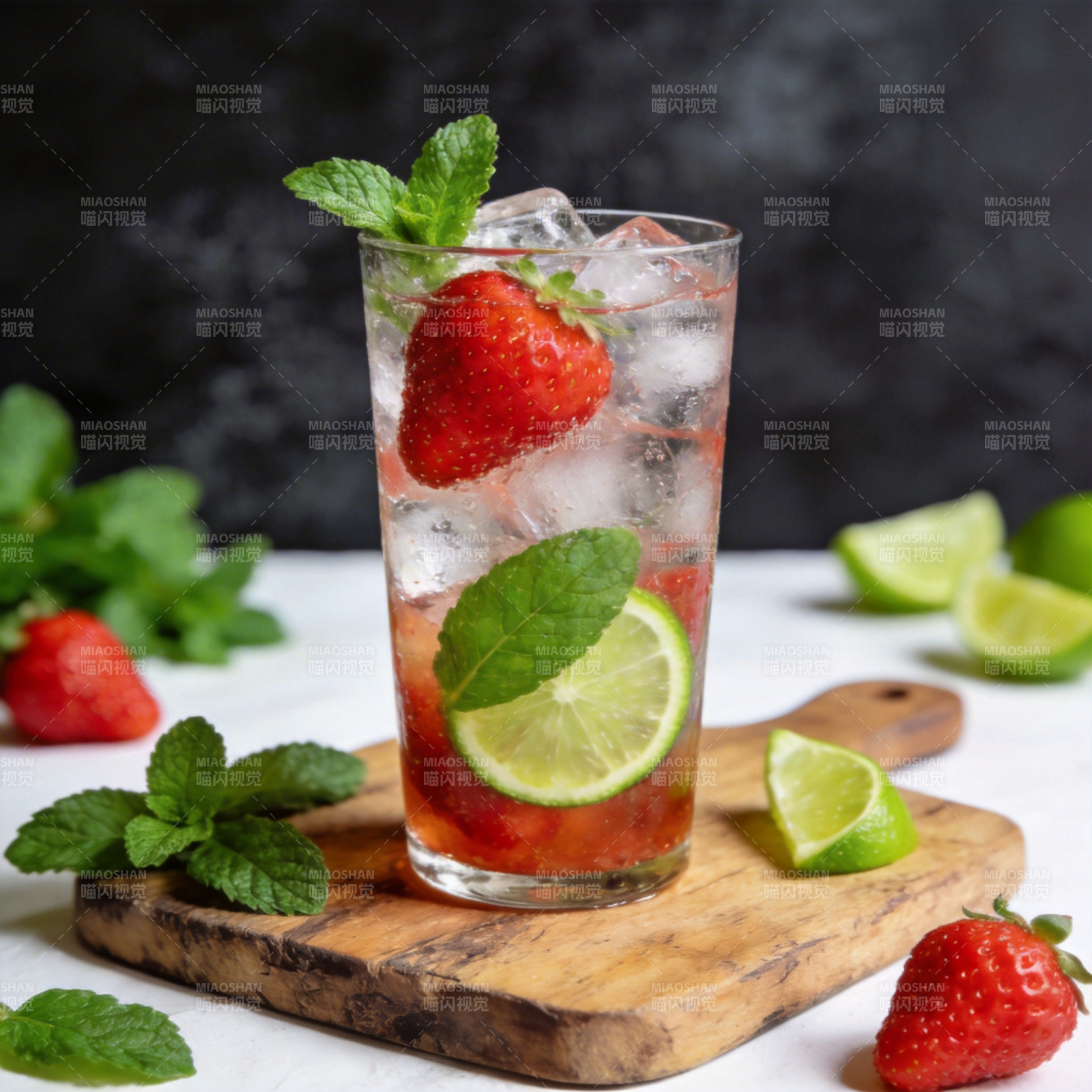 草莓薄荷冰饮图片