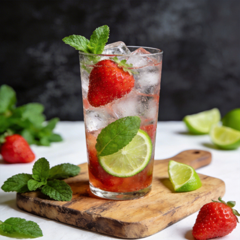 草莓薄荷冰饮图片