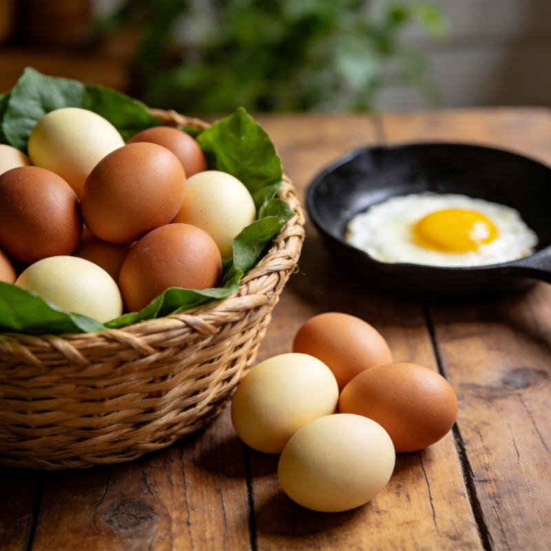 新鲜鸡蛋与煎蛋图片