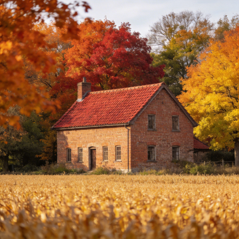 秋日农舍图片