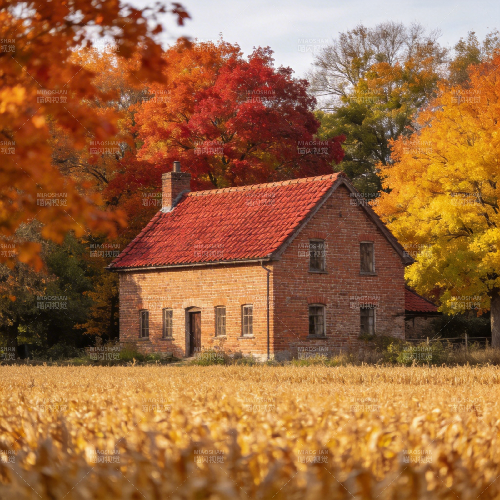 秋日农舍图片