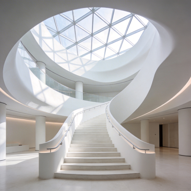流线型白色楼梯图片