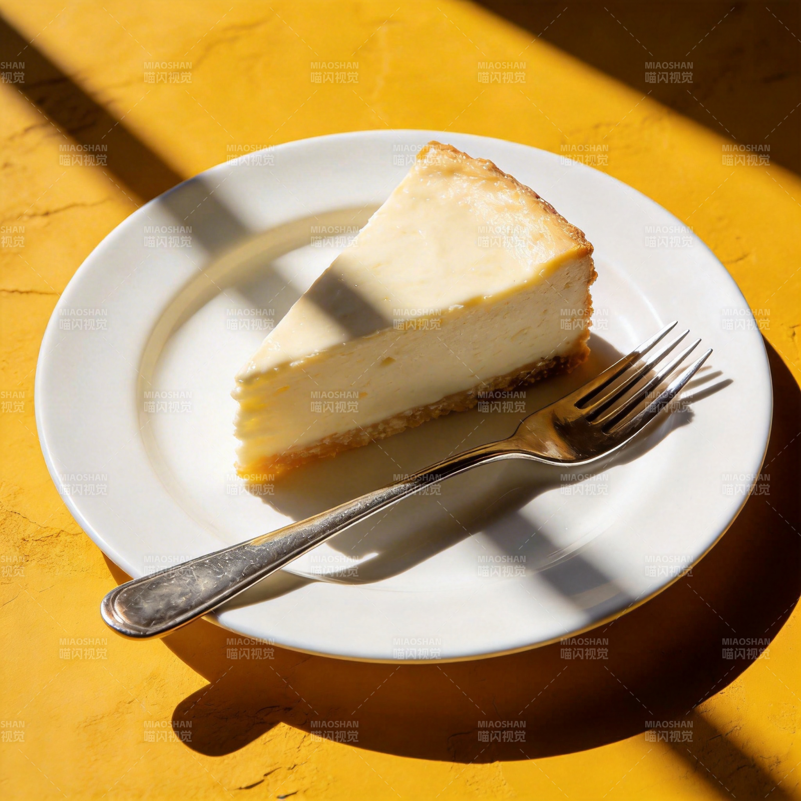 阳光下的芝士蛋糕图片