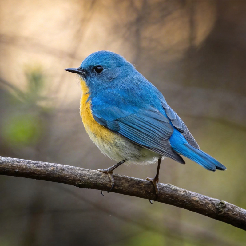 蓝羽小鸟栖枝头图片