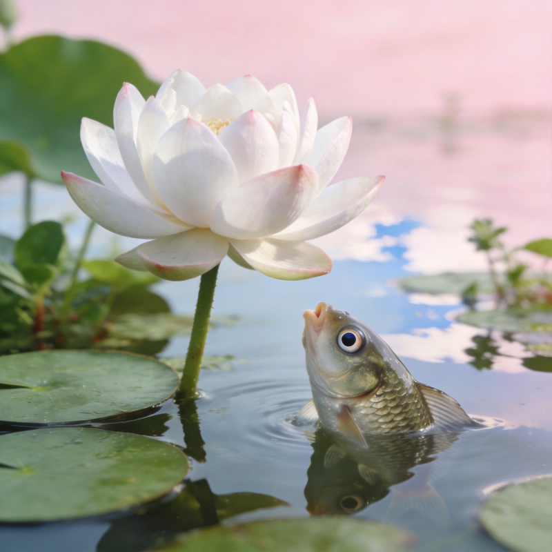 鱼戏莲间图片