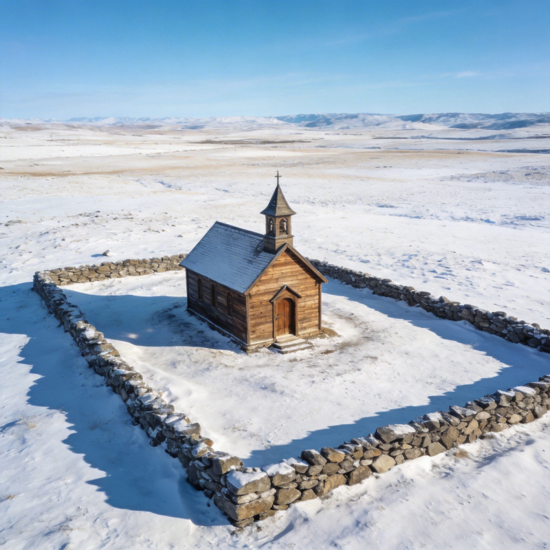 雪原孤教堂图片