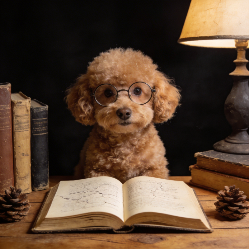 戴眼镜的狗狗读书图片