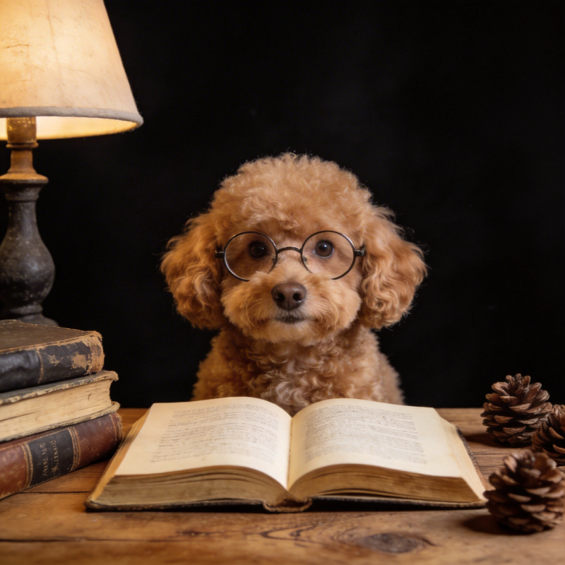 戴眼镜的狗狗读书图片