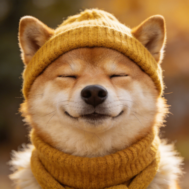 暖冬微笑柴犬图片