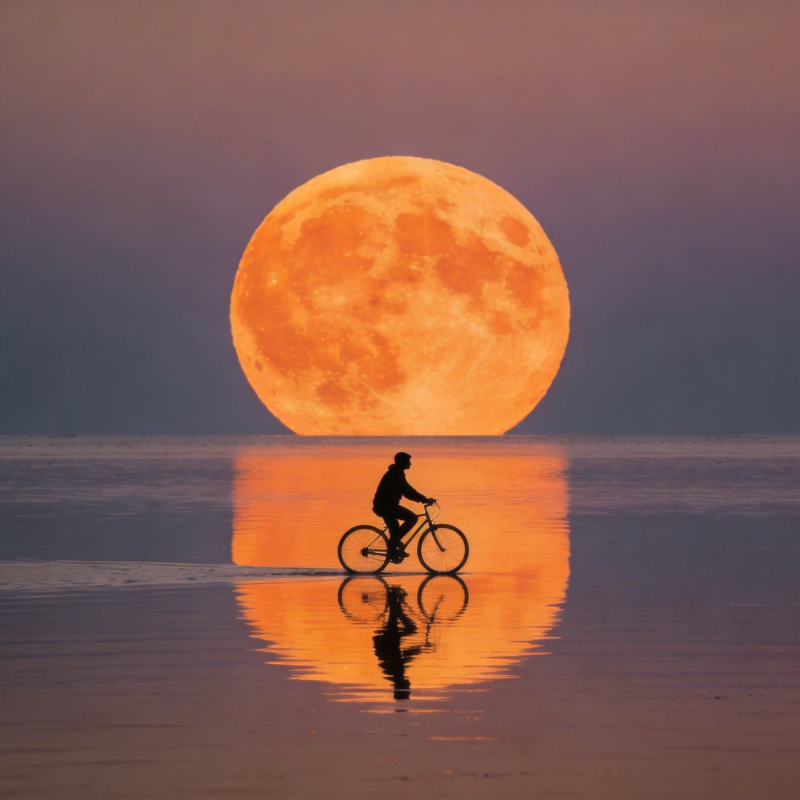 月夜骑行图片