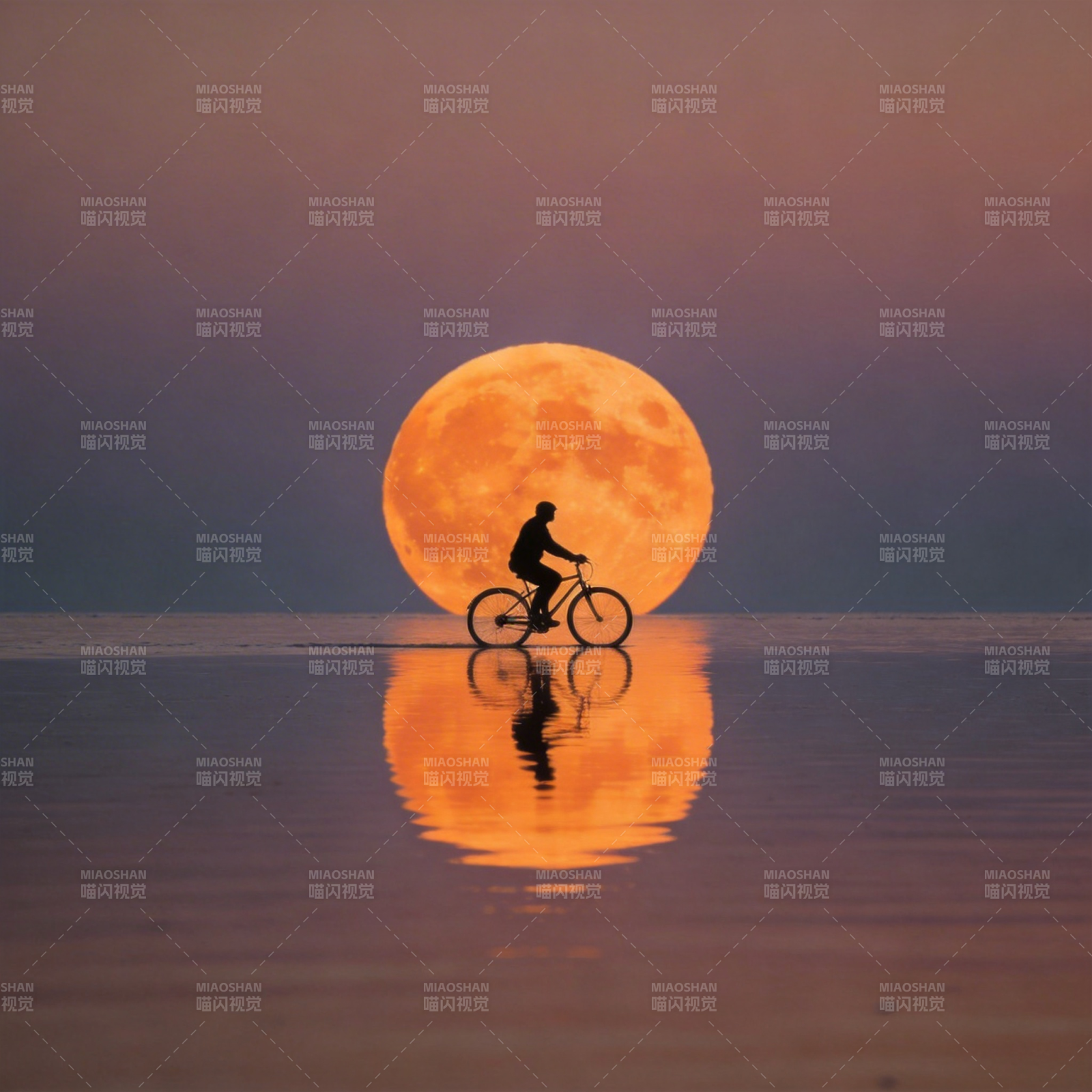 月下骑行图片