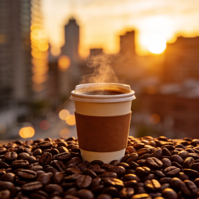 咖啡豆上的热饮图片