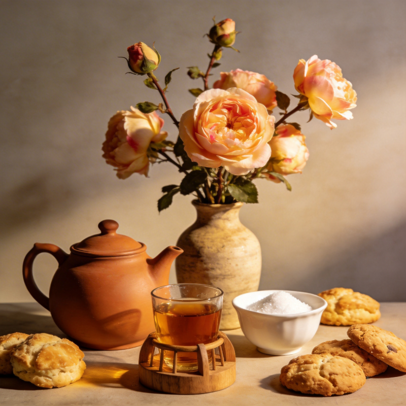 茶香花韵伴点心图片