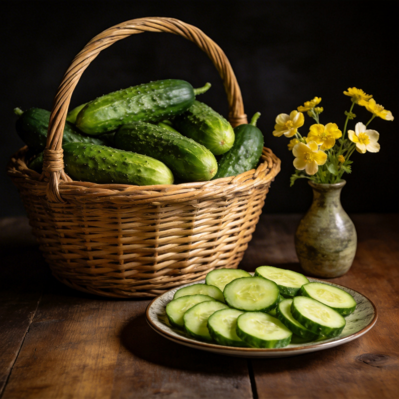 黄瓜篮与花图片