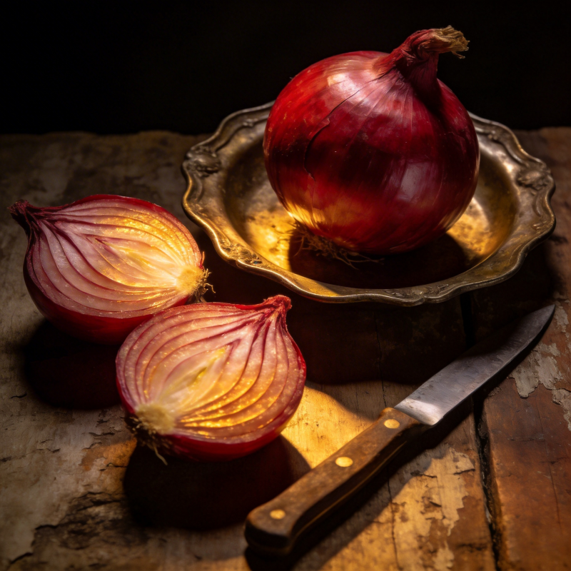 红洋葱静物图片