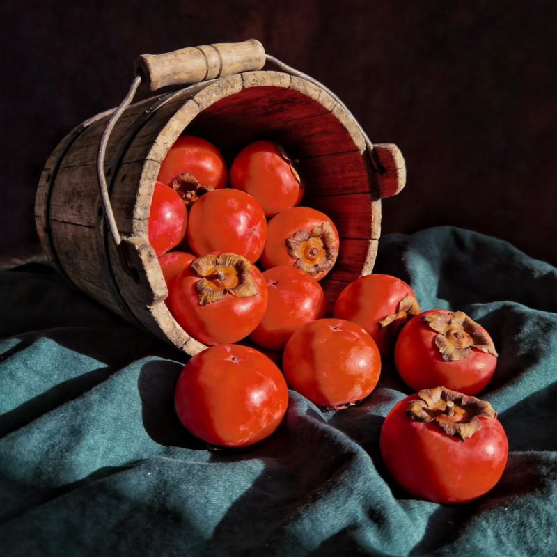 柿子满桶秋意浓图片