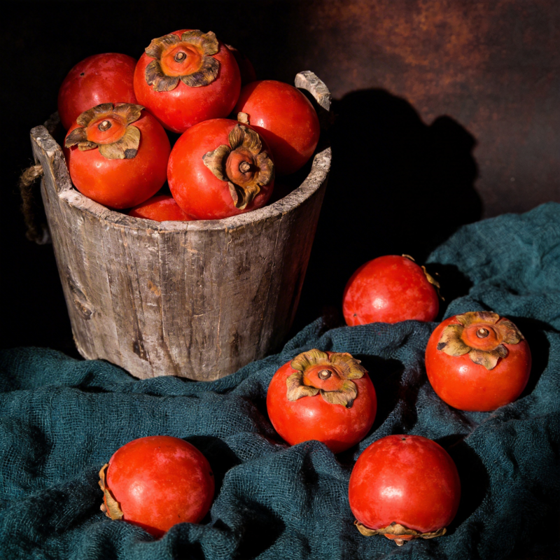 柿子满桶秋意浓图片