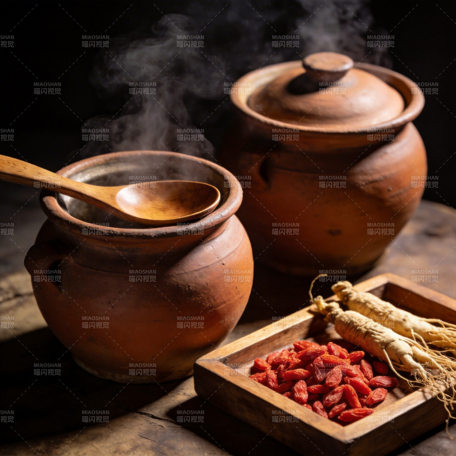 热汤与药材图片