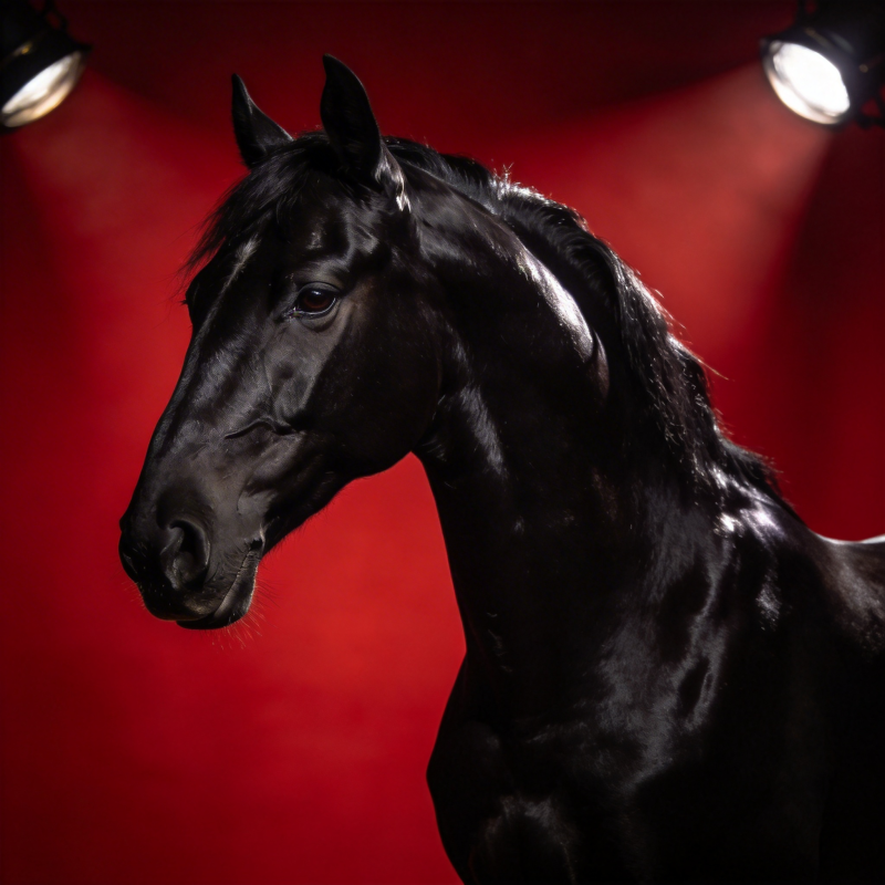 黑骏马侧影图片