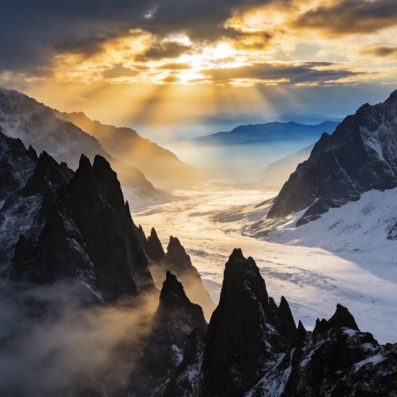 雪山日出壮丽景色图片