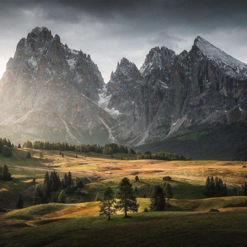 雪山草原晨曦图片