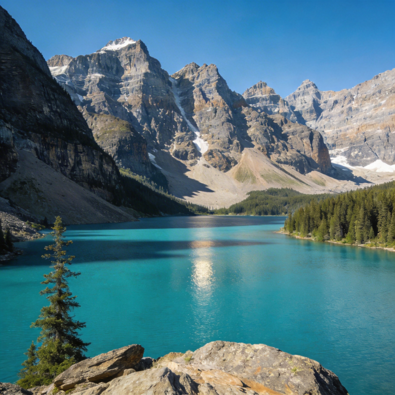 碧湖映雪山图片