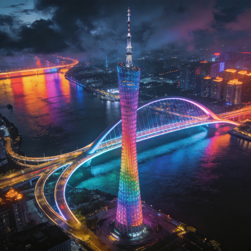 夜色中的广州塔图片