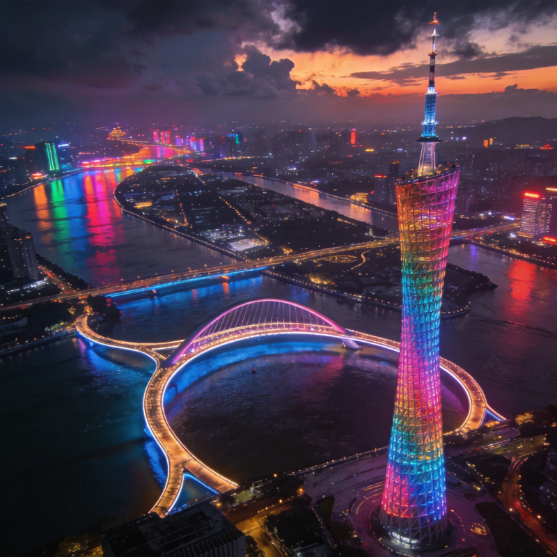 广州塔夜景璀璨图片