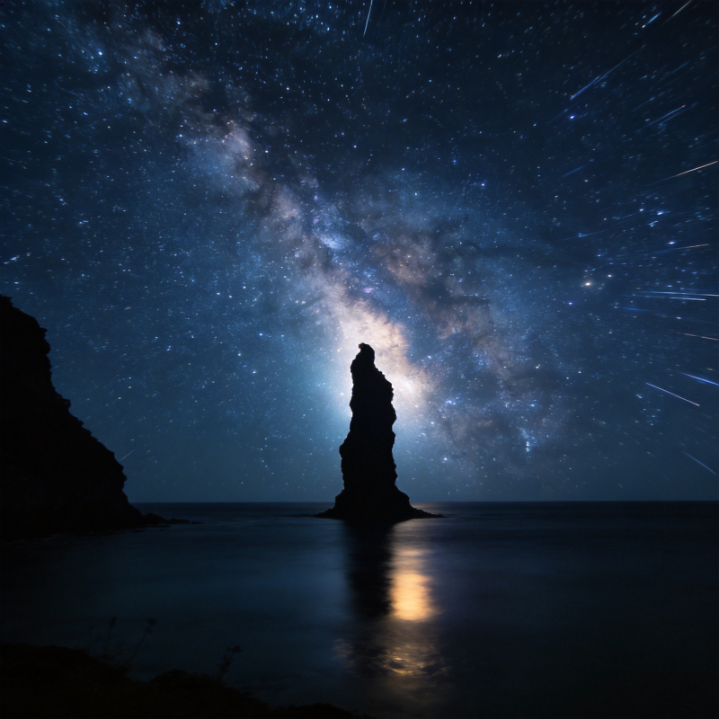 星河映孤峰图片