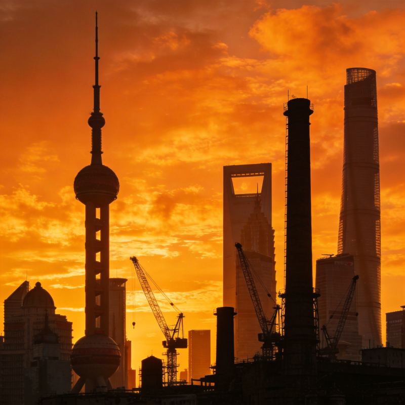 上海日落天际线图片