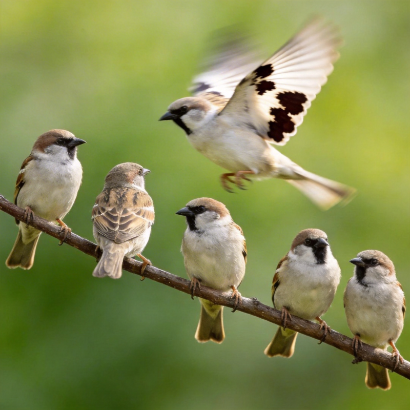 麻雀栖枝 一只飞翔图片