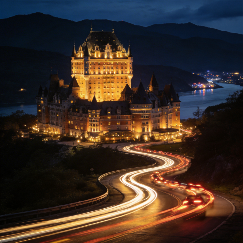 夜幕下的城堡灯火辉煌图片