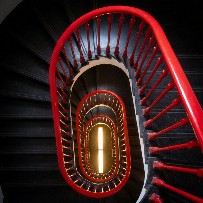 红黑螺旋阶梯图片